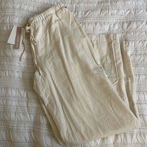 Brand New with Tags Cream Wide Leg Linen Pants